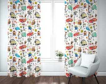 Cars Toy Story Blackout Curtains – Kids Bedroom Window Panels | Baby shower gift | Cars and Toy Story Mashup Nursery Decor