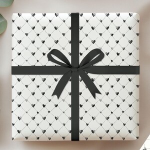 Wrapping Paper - Black Hearts Gift Wrap, Handmade Anniversary & Valentine Wrapping Paper For Your Loved Ones, Birthday Gift