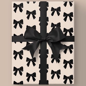 Black Bow Toile Gift Wrapping Paper: Elegant Wedding, Birthday Wrap