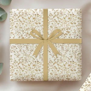 Wrapping Paper - Gold Floral Gift Wrap, Wedding, Birthday, Holiday, Bridal Wrapping Paper