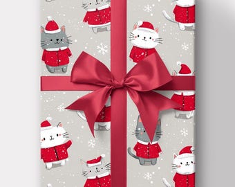Weihnachtsgeschenkpapier - Katzen-Weihnachtsgeschenkpapier, lustige Weihnachtskatzen