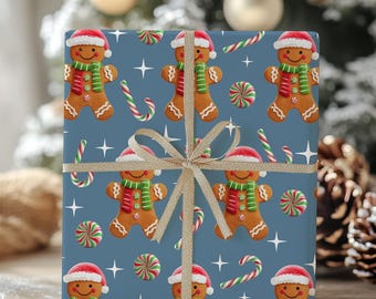 Festive Wrapping Paper - Gingerbread Man Gift Wrap, Holiday, Christmas