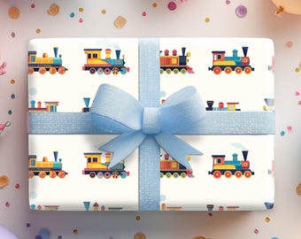 Train Wrapping Paper: Colorful Design For Kid's, Gift For Boys