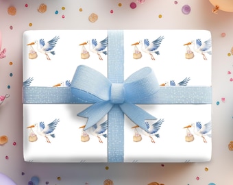 Baby Shower Wrapping Paper: Stork Gift Wrap, Newborn Gift