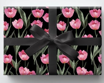 Tulpanpresentpapper: Stämningsfullt blommigt presentpapper, originell design