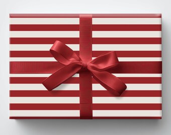 Red Wrapping Paper - Lava Falls Stripe, Luxury Gift Wrap, Trendy Colors