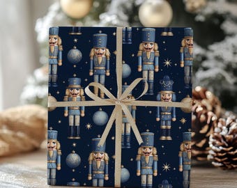 Nutcracker Wrapping Paper - Blue Gift Wrap, Christmas, Holiday