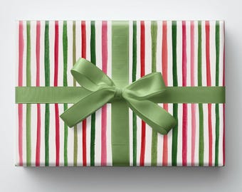 Wrapping Paper - Watercolor Stripe Gift Wrap, Christmas, Holiday, Birthday
