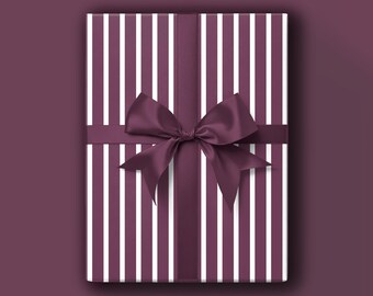 Plum Wrapping Paper: Rich Plum Stripe, Trendy Colors Gift Wrap