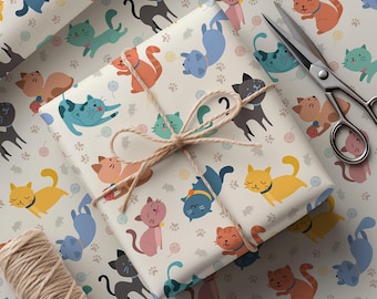 Cat Wrapping Paper: Christmas, Birthday, Gift For Pet Lover