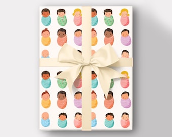Baby Shower Wrapping Paper: Gift Wrap Roll For Boy Girl