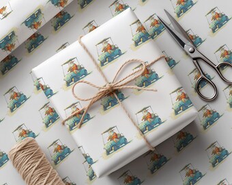 Golf Christmas Wrapping Paper - Golfing Santa Gift Wrap, Holiday, Festive Xmas Gift