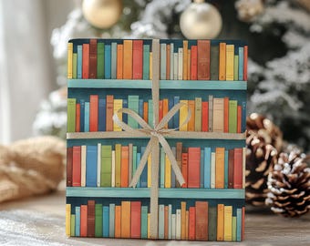 Bookshelf Wrapping Paper: Book Lover Gift Wrap - Library Art