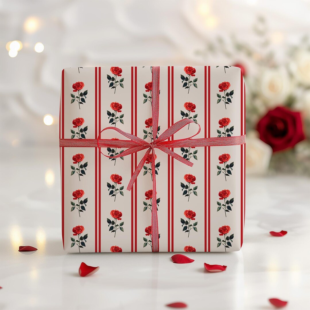 Perfect Wrapper For Red Roses Floral Wrapping Paper - Red Rose Design Gift Wrap - Etsy
