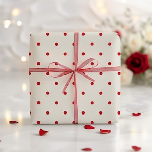 Elegant Gift Wrap: Red Polka Dot Wrapping Paper, Birthday, Holiday, Christmas