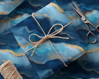 Blue Wrapping Paper: Abstract Luxury Gift Wrap