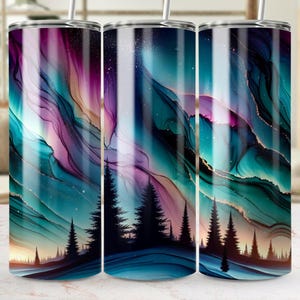 Aurora Borealis Tumbler Wrap: Seamless Northern Lights Design (Digital PNG)