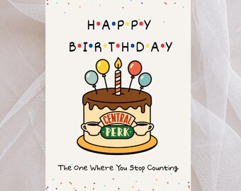 Tarjeta de cumpleaños divertida imprimible de 5x7 / Central Perk para amigos