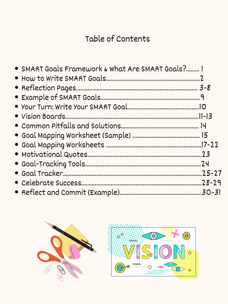 SMART Goals Planner | Goal-setting Worksheet | Printable Goal Tracker ...