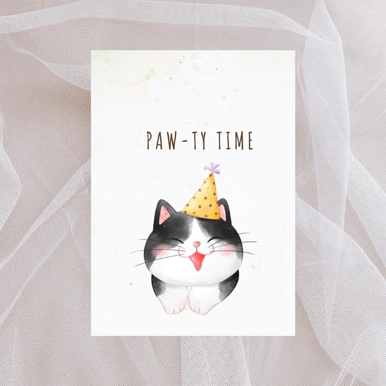 Printable Cute Cat Funny Birthday Card 5x7 Minimalist - Etsy