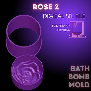 Rose Bath bomb mold STL 3D file. Digital download for FDM 3D printer
