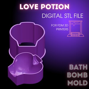 Archivo STL 3D del molde de la bomba de baño "Poción de Amor". Descarga digital para impresora 3D FDM.