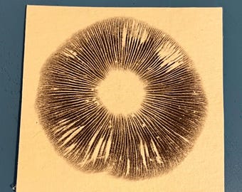 mushroom spore print unique ooak tiny art