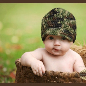 PATTERN for Crocheted Baby Camo Newsboy/Brim Hat