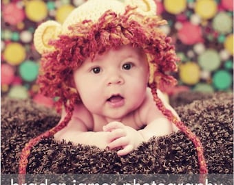 PDF Pattern Crocheted Baby Lion Earflap Hat