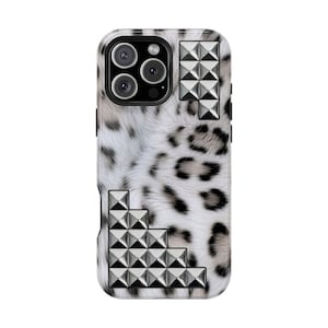 Nieten Snow Leopard magnetische Tough iPhone Case