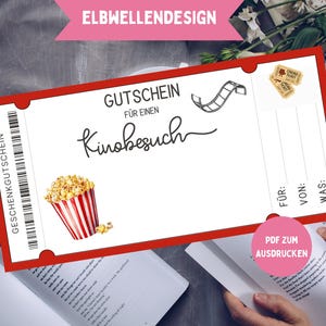 Cinema voucher, gift voucher template, personalized voucher to print, cinema voucher, cinema invitation, cinema ticket, popcorn