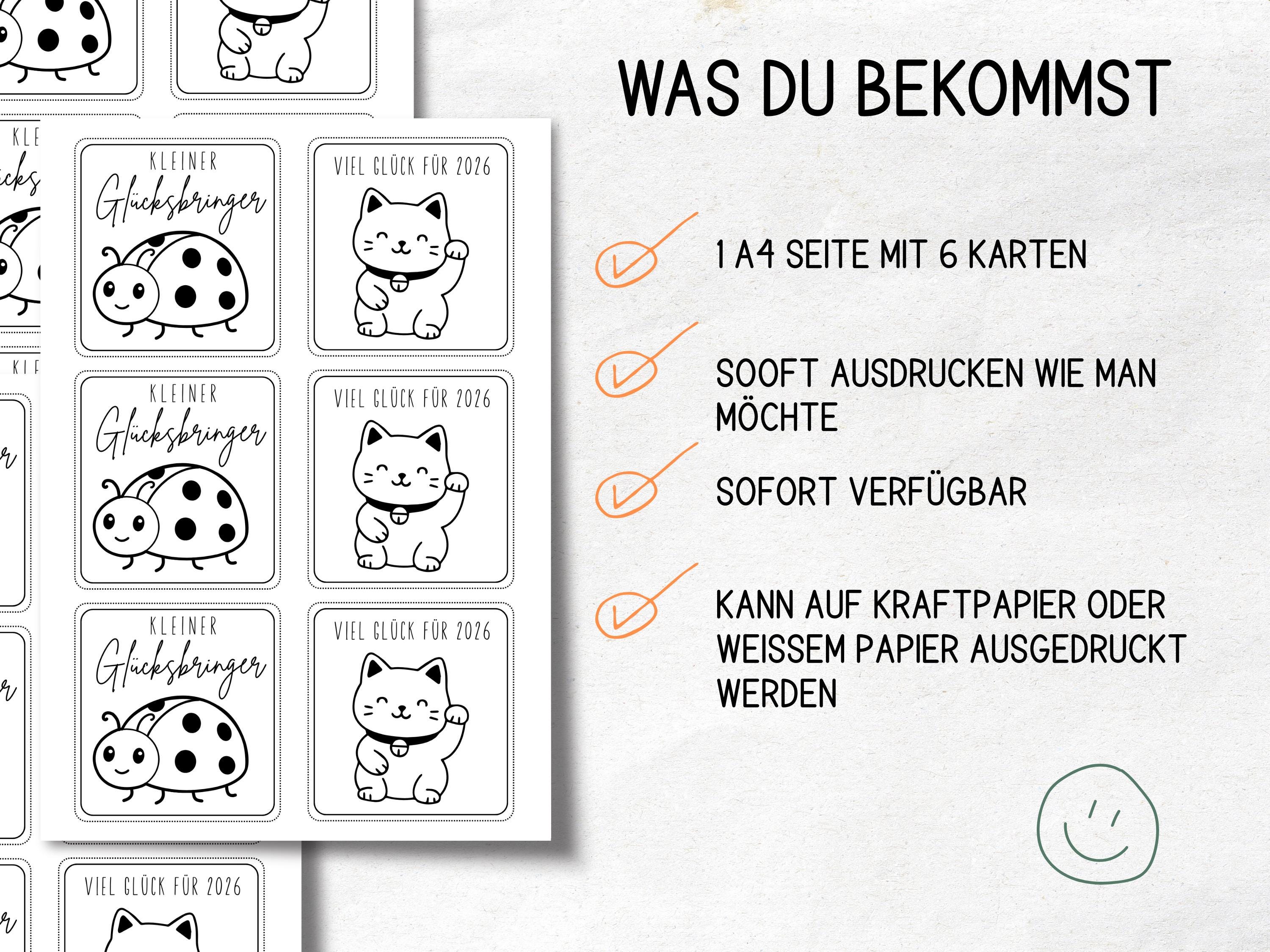 Printable Lucky Charm Template, Printable Lucky Charm PDF, New Year's ...