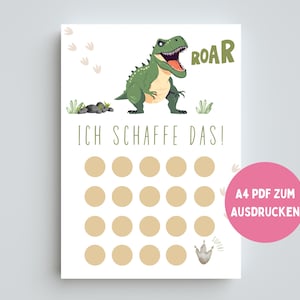 Reward chart for children, motivation chart, I can do it, reward system, child reward plan, potty training, download pdf Dino T-Rex