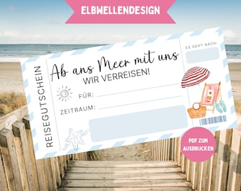 Printable voucher, gift for the next trip, vacation, travel voucher, cash gift, birthday, instant download, PDF