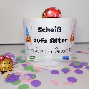 PDF-afdruksjabloon geldcadeau "Fuck your old age", maak je eigen souvenir, geef geld weg voor je verjaardag, toiletpapier Direct downloaden