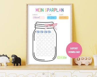 Children's Savings Plan – Printable Savings Overview | Learn to Save | Template for Nursery Decor | Pocket Money Savings Tracker | A4 PDF