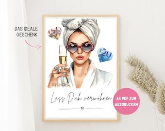 Sjabloon voor een wellnessdagvoucher | PDF-download | Cadeaubon voor wellness en ontspanning | Cadeau-idee voor vriendin/vrouw - Spa-voucher voor je verjaardag