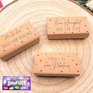 聖ニコラスデーのギフトアイデア | ミニスマーティーズケース（PDF） | クリスマス、幼稚園、学校向けのパーティーギフト | 小さなギフト | 記入可能な印刷可能なチョコレートテンプレート