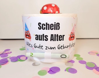 PDF printable cash gift "Screw your age", DIY souvenir, give money for birthdays, toilet paper instant download