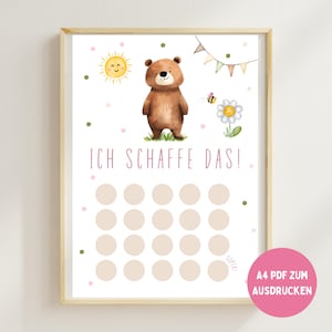 Belöningstabell för barn, motivationstabell, "Jag klarar det!", belöningssystem, belöningsplan för barn, potträning, ladda ner PDF Montessori
