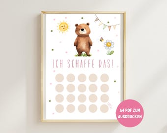 Reward chart for children, motivation chart, I can do it, reward system, child reward plan, potty training, download pdf Montessori