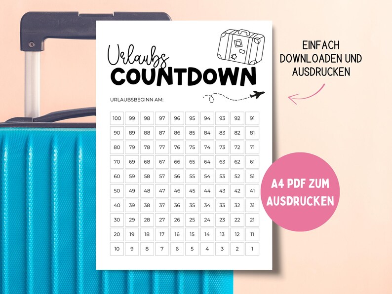 Printable Vacation Countdown – Vacation Tracker A4 PDF | Countdown to ...