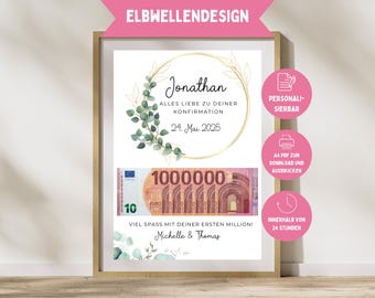 Personalized confirmation money gift | DIY confirmation money gift | Creative communion gift for girls and boys | PDF Digital A4