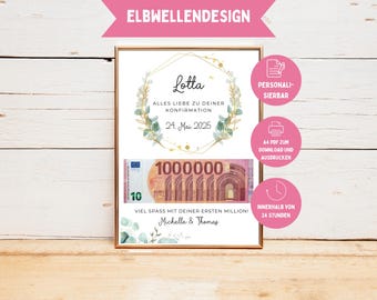 Personalized confirmation money gift | DIY confirmation money gift | Creative communion gift for girls and boys | PDF Digital A4