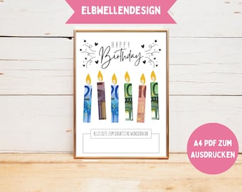 Money gift for birthday, creative money gift wish fulfiller birthday gift money, birthday card last minute gift, download