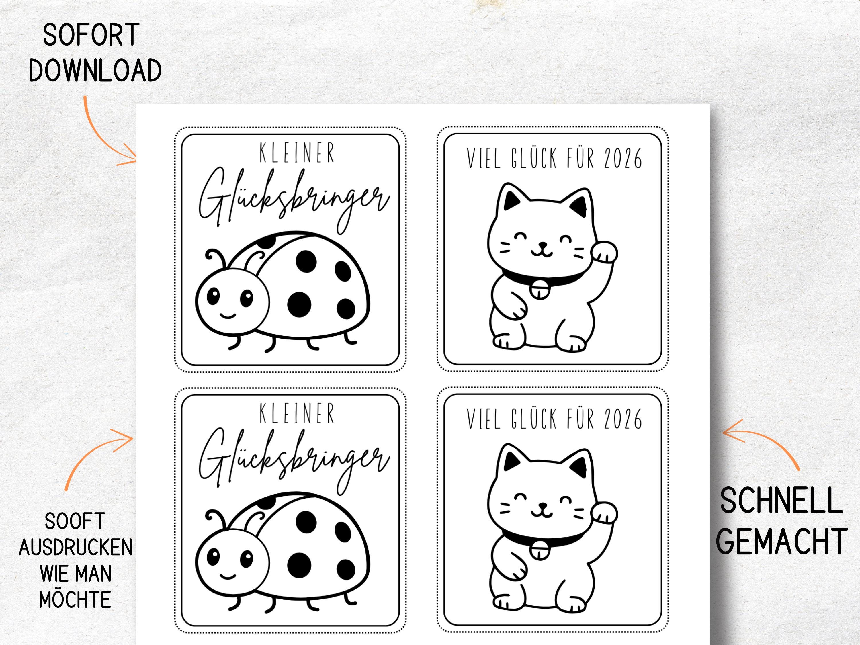 Printable Lucky Charm Template, Printable Lucky Charm PDF, New Year's ...