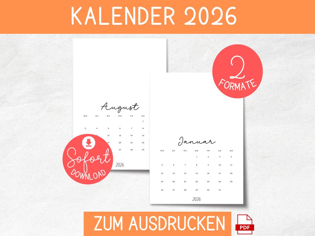 Kalender 2026 zum Ausdrucken und selbst gestalten | Jahreskalender