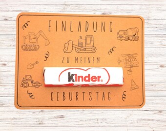 Excavator Invitation Children's Birthday A4 PDF Print Template, Birthday Invitation with Back, Template for Printing, Craft Template Excavator