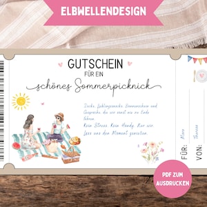 Picnic voucher template – summer date for two – PDF to print – romantic gift – time for two – voucher idea for couples