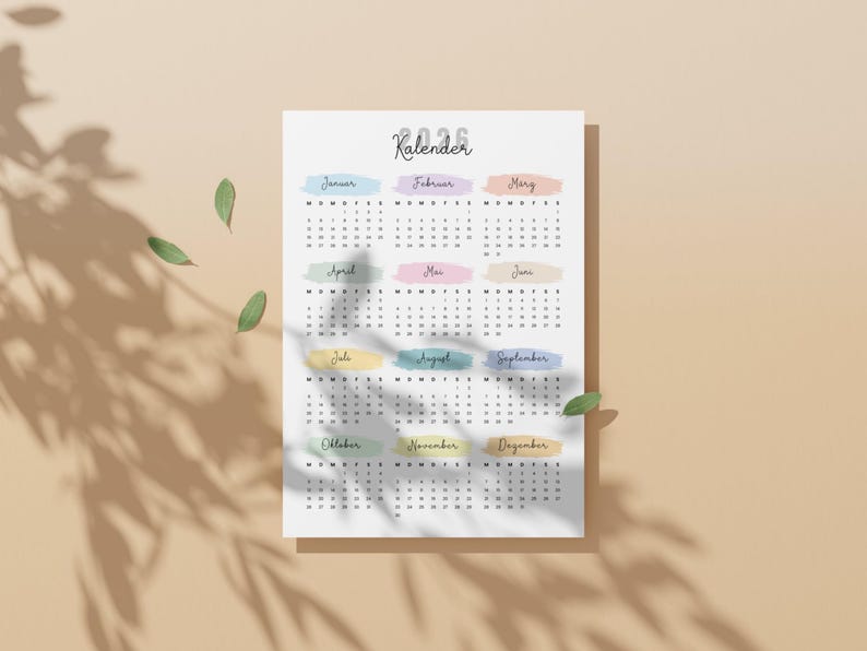 Kalender 2026 zum Ausdrucken und selbst gestalten | Jahreskalender